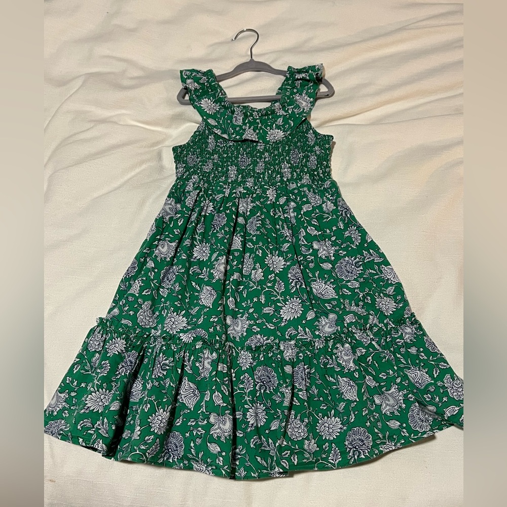 Crewcuts Green Smocked Ruffled Sundress
